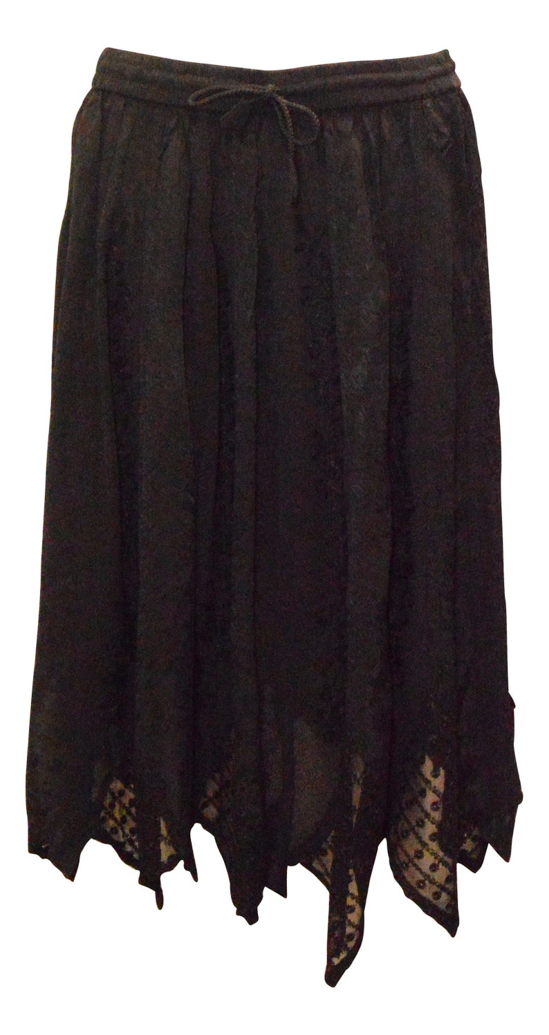 Free Size boho gothic handkerchief embroidered lace floral midi skirt 10-22