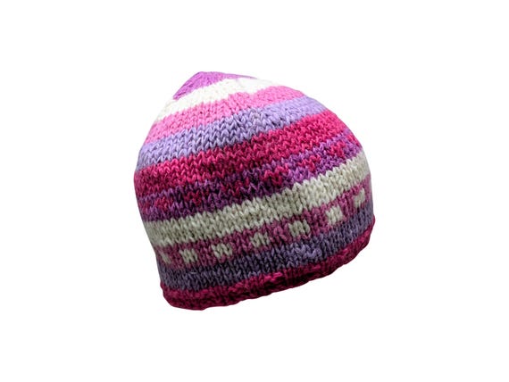 Bonnet Tricoté à La Main En Laine Et Soie Recyclée Et Mitaines Doublées En Polaire, Fabriqué Au Népal, Violet, Taille Unique