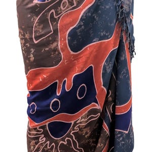 Gonna da donna Boho con stampa astratta a mano, conchiglia, stella marina, cavalluccio marino, sarong con nappe, annodata, P86