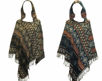 Recycled Poncho | Unisex Sustainable Ethnic Style Cape Free Size Up To 32