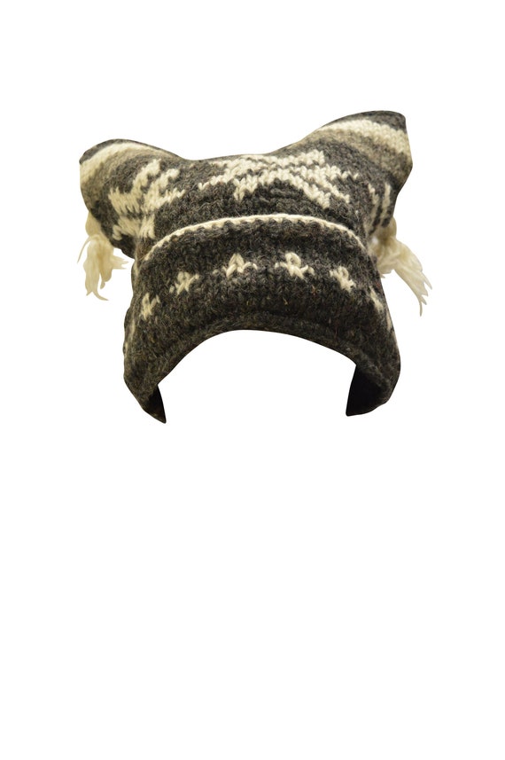 Handmade Knit 100% wool Boho Beanie Multi Tassel Warm Fleece Lined Hippie Winter Hat P1