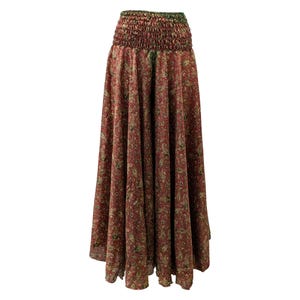 Recycled Sari Retro Style Culotte Pants Floral Flared Trousers Free Size 8-22 P55