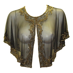 Georgette Beaded Bridal Capelet: Vintage Flapper Cover-up