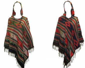 Recycled Poncho | Unisex Sustainable Ethnic Style Cape Free Size Up To 32