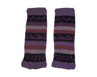 Ladies Womens Winter 100% Wool Leg Warmers Hand Knit Fleece Lined With Side Zips P8