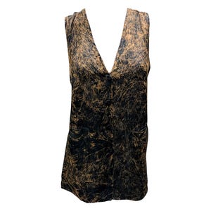 Recycled Vintage style Retro Abstract Long Vest Waistcoat Free Size Up To 10