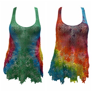 Womens  Crochet Racerback Funky Festival Boho Tank Top Free Size 8- 12