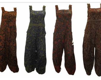 Bohemian Wool Dungarees Funky Winter Warm Paisley Festival Overalls Free Size Up To 16