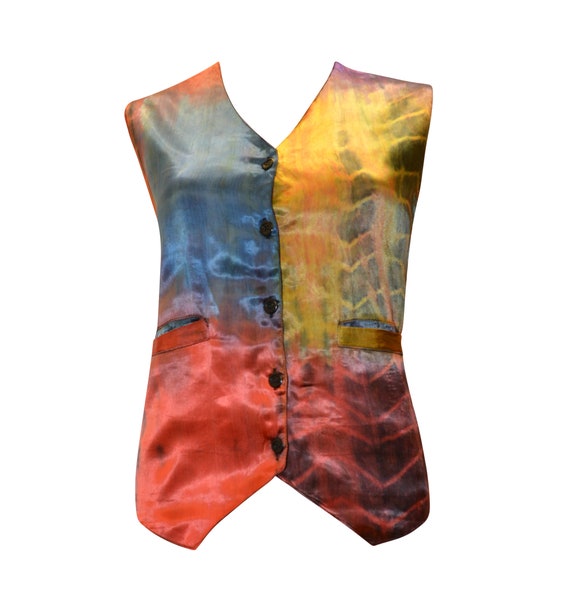 boho hippie retro vintage style tie dye waistcoat up to size 16