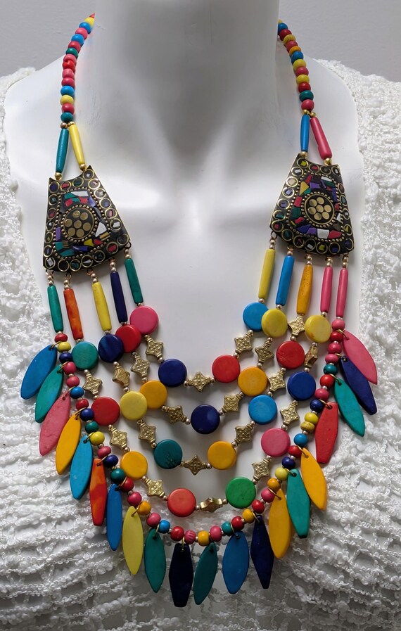 Handmade Retro Tribal Star Circle Multi-colour Bead Strands Dual