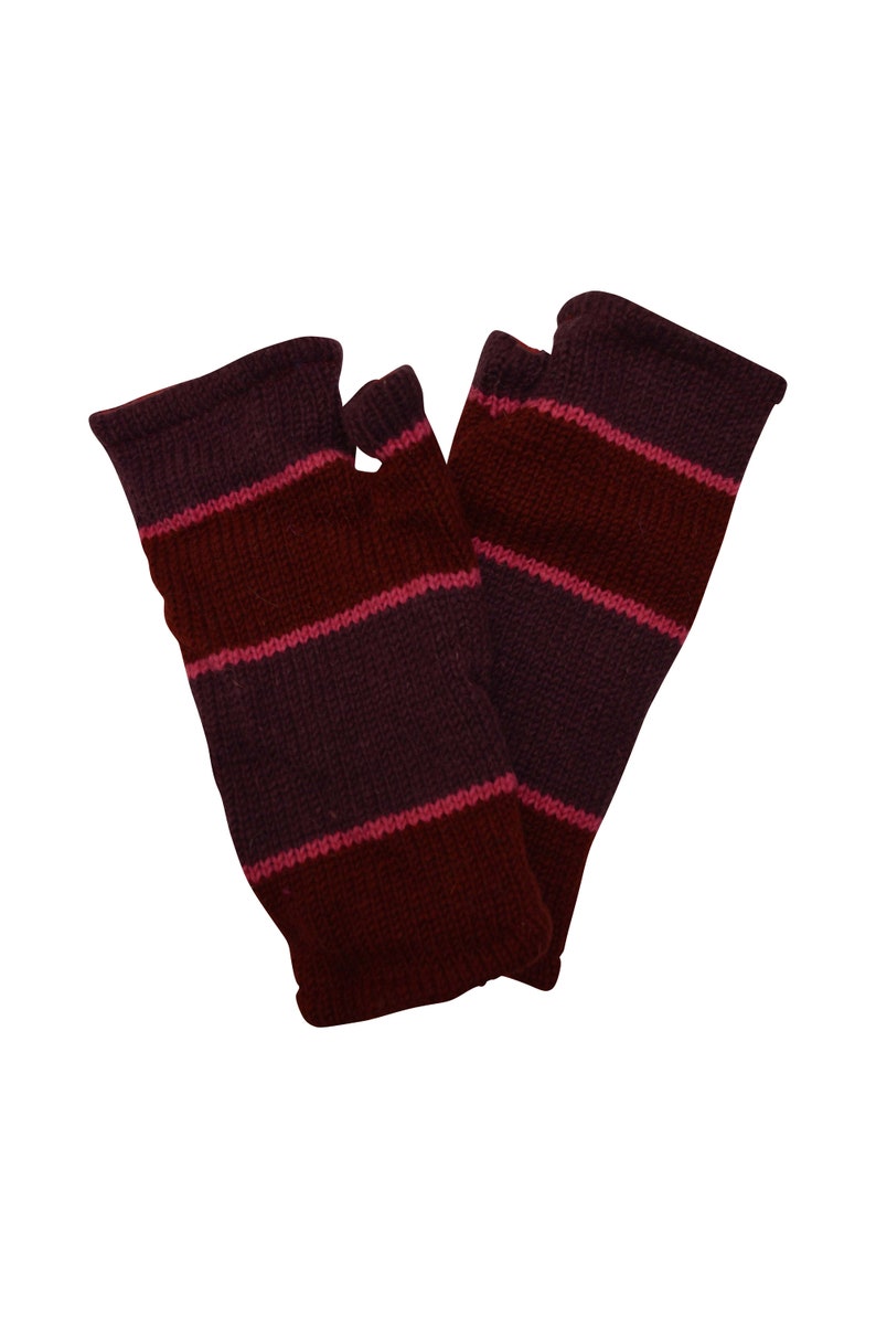 Handmade Knit 100 Wool Winter Striped Fingerless Hand Warmers Etsy UK