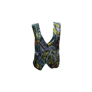 Boho Velvet Retro Waistcoat Floral Vintage Style Front Pocket Vest Up To Size 14 P3