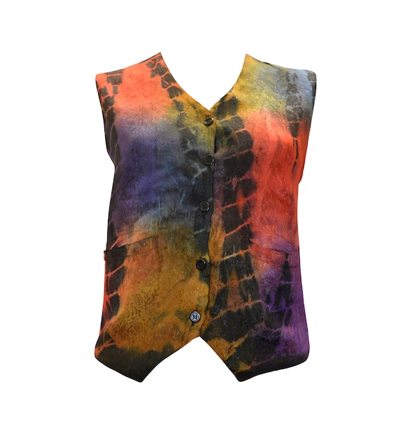 boho hippie retro vintage style paisley embroidered tie dye waistcoat up to size 12