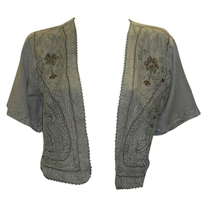 Womens Cropped Shrug Embroidered Retro Short Sleeve Boho Cardigan Free Size Up To 16
