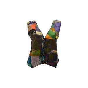 Handmade Upcycled Waistcoats Funky Boho Retro Patchwork Vest Size 12 P8