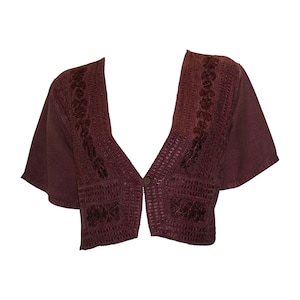 Womens Button Up Shrug Retro Short Sleeve Boho Cardigan Free Size Up To 16