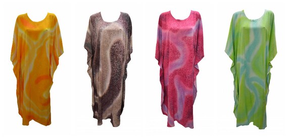 Womens Plus Size Kaftan Handmade Boho Marble Effect Maxi Batwing Loungewear Free Size Up To 28