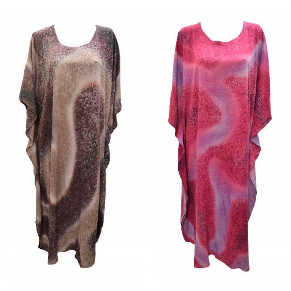 Womens Plus Size Kaftan Handmade Boho Marble Effect Maxi Batwing Loungewear Free Size Up To 28