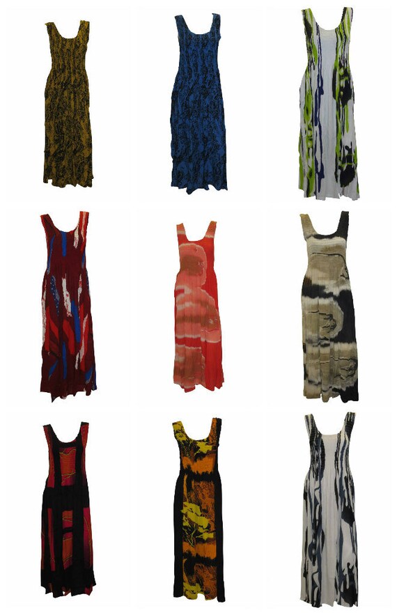 Womens Ladies Handmade Boho Abstract Print Maxi Gypsy Elasticated Sleeveless Dress Free Size Up To 22 P23- P32