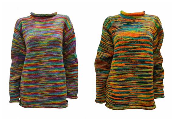 100% Wool Chunky Knit Sweater Oversized Unisex Long Sleeves Rolled Neck Cosy Winter Pullover S/M L/XL XXL