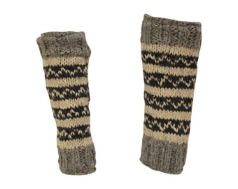Winter 100% Wool Wide Leg Warmers Hand Knit Warm Chic Comfy Fleece Lined P26