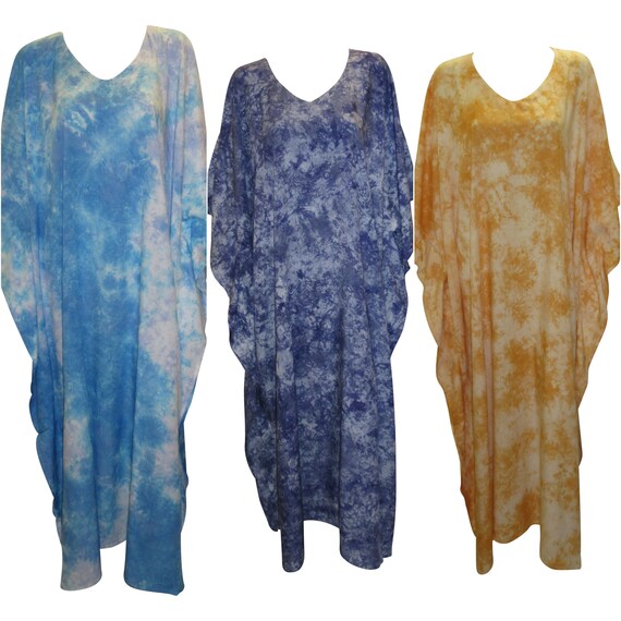 Womens Plus Size Kaftan Boho Hippie Tie-Dye Batwing Sleeves Loungewear Free Size Up To 28