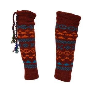 Winter 100% Wool Wide Leg Warmers Hand Knit Warm Chic Comfy Fleece Lined P21