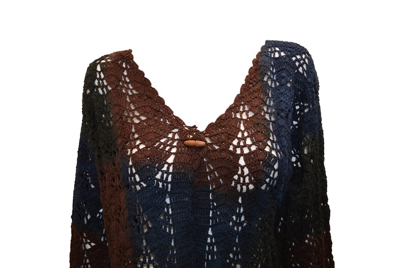Boho hippie crochet vintage style knitted upcycled long sleeve cardigan purple multi freesize up to size 20