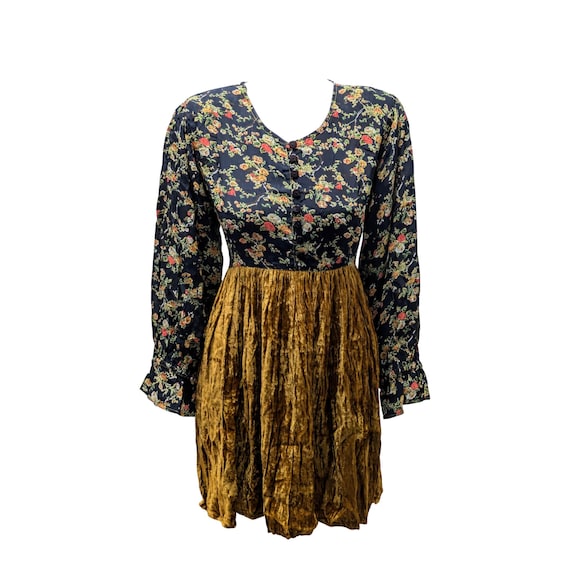 black floral velvet skater dress Decadent Beauty Flocked Floral Velvet Skater Dress