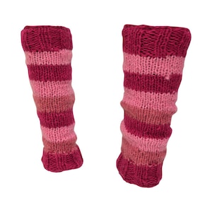 Winter 100% Wool Leg Warmers Hand Knit Warm Chic Stripy Comfy Fleece Lined P18