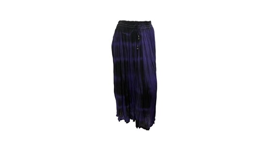 Womens Recycled Tie- dye Skirt Boho Crinkled Maxi Freesize Up To Size 16 Black/Purple