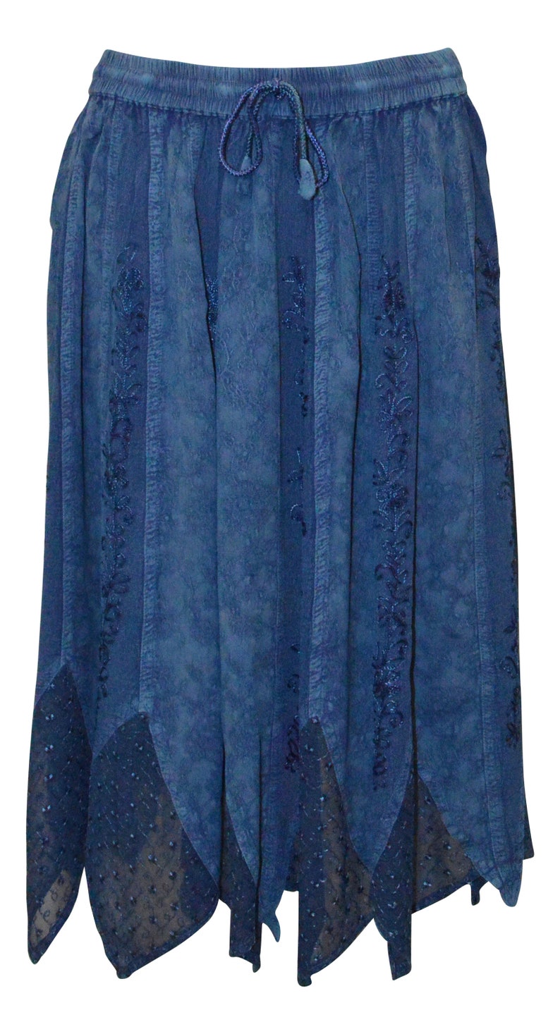Free Size boho gothic handkerchief embroidered lace floral midi skirt 10-22