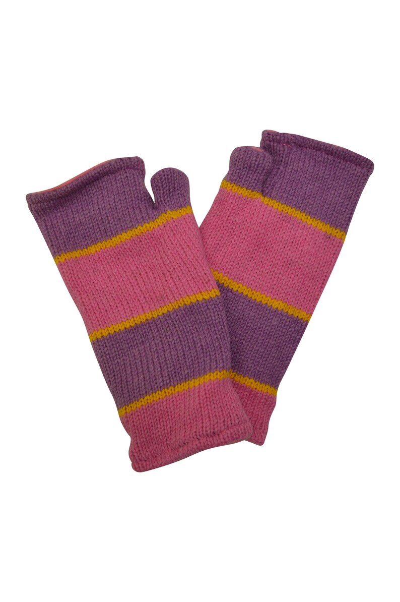 Handmade Knit 100 Wool Winter Striped Fingerless Hand Warmers Etsy UK