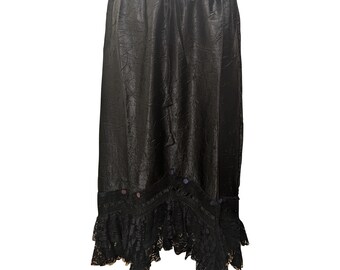 Free Size boho  faux Indian crushed silk floral lace hem skirts size 8 - 18