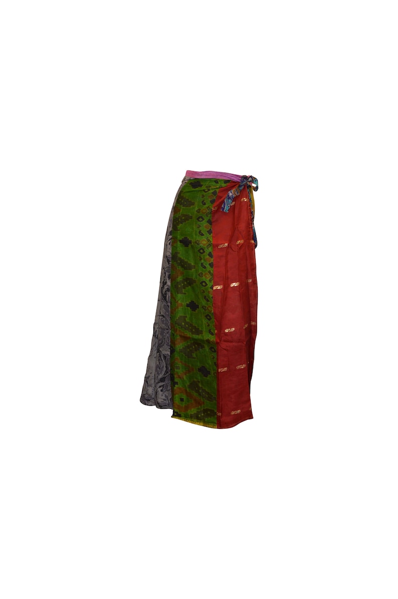 Boho hippie vintage style up-cycled reversible patchwork maxi wrap skirt freesize up to size 18 p28