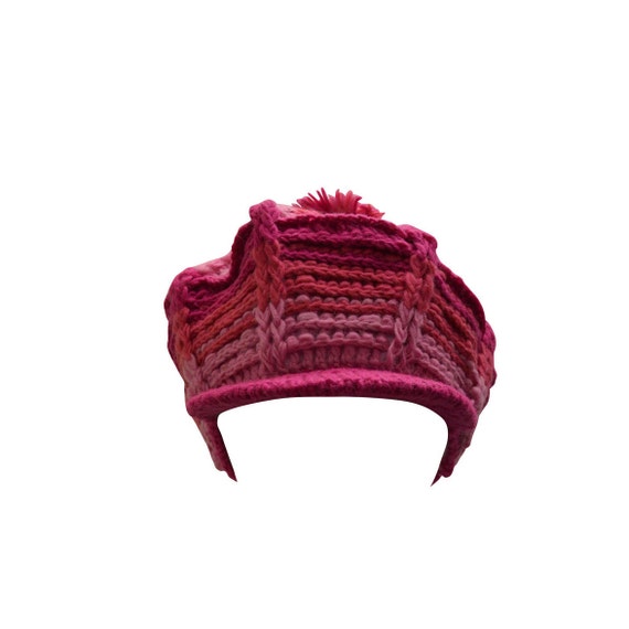 Handmade knit 100% wool unisex adults beanie baker cap warm fleece lined boho hippie winter hat p1