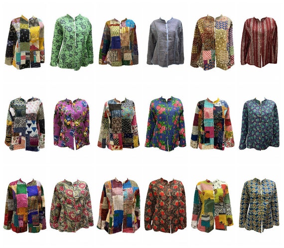 Upcycled Cotton Quilt Jacket Retro Reversible Vintage Patchwork Boho Coat L XL XXL 3XL P1-P9