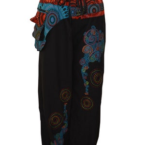 Plus Size Cotton Lounge Wear Boho  Abstract Elasticated Side Pocket Harem Pants