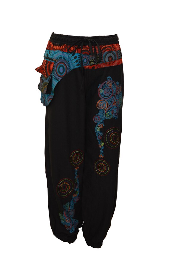 Plus Size Cotton Lounge Wear Boho Abstract Elasticated Side Pocket Harem Pants Etsy UK