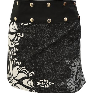 Abstrakt tryckt bomullsminikjol: Retro Boho Chic omlottkjol