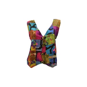 Handmade Upcycled Waistcoats Funky Boho Retro Patchwork Vest Size 12 P2