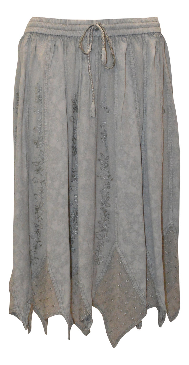 Free Size boho gothic handkerchief embroidered lace floral midi skirt 10-22