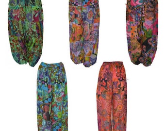 Free size  boho retro floral patchwork harem pant trouser 12 to 16