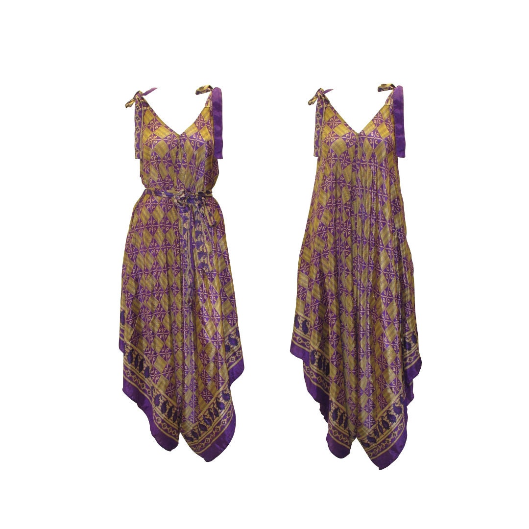 Overall aus recyceltem Sari: Boho Haremshose aus abstrakter Viskose