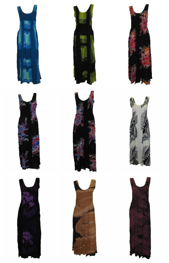 Womens Ladies Handmade Boho Abstract Print Maxi Gypsy Elasticated Sleeveless Dress Free Size Up To 22 P1- 13