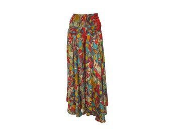 Recycled Retro Style Culotte Pants Floral Flared Trousers Free Size 8-22 P52