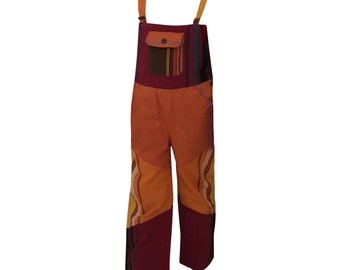 Handgemachte Kinder Patchwork Latzhose: Abstrakte Streifen Baumwolle Strampler