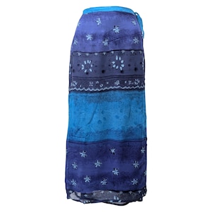 Boho Abstract Print Wrap-around Skirt A-line Maxi Free Size up to 12