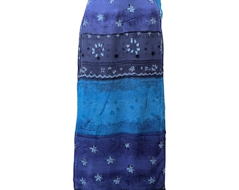 Boho Abstract Print Wrap-around Skirt A-line Maxi Free Size up to 12