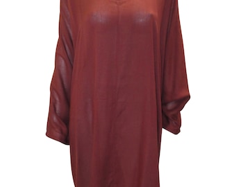 Túnica playera de viscosa de talla grande: túnica transparente con mangas de murciélago